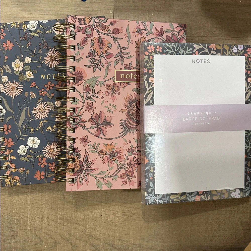 NWT Floral Notebooks Set - Pink and‎ Blue